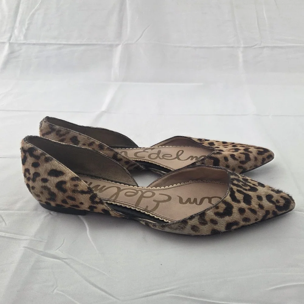 Sam Edelman Flats Womens 7.5 Calf Hair Animal Print Pointed Toe D'Orsay Shoes